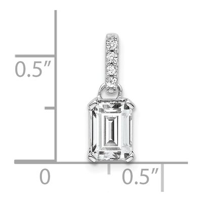 10K White Gold White Topaz & Diamond April Pendant – view 3