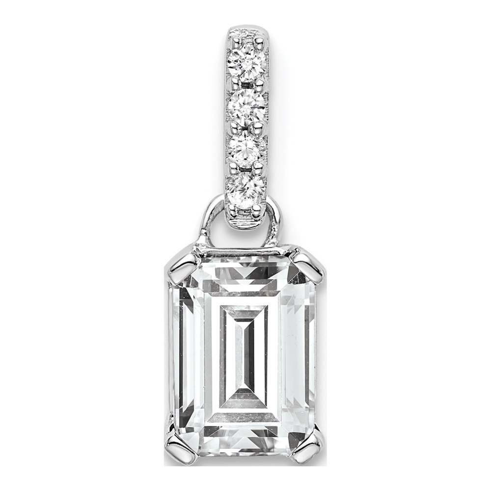 10K White Gold White Topaz & Diamond April Pendant