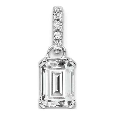 10K White Gold White Topaz & Diamond April Pendant