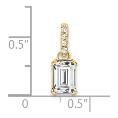 10K Yellow Gold White Topaz & Diamond April Pendant – view 2