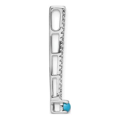 14K White Gold Turquoise & White Topaz Slide Pendant – view 2