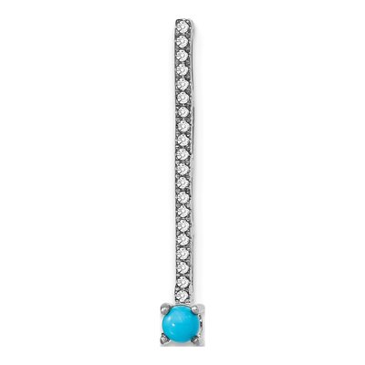14K White Gold Turquoise & White Topaz Slide Pendant