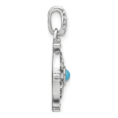 14K White Gold Turquoise & White Topaz Pendant – view 2