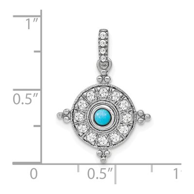 14K White Gold Turquoise & White Topaz Pendant – view 3