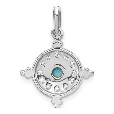 14K White Gold Turquoise & White Topaz Pendant – view 4