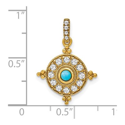 14K Yellow Gold Turquoise & White Topaz Pendant – view 3
