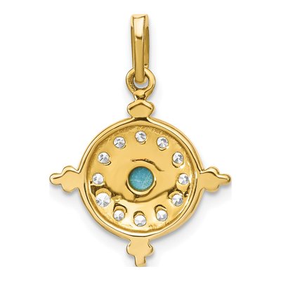 14K Yellow Gold Turquoise & White Topaz Pendant – view 4
