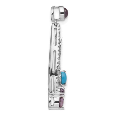 14K White Gold Amethyst & Turquoise Teardrop Pendant – view 2