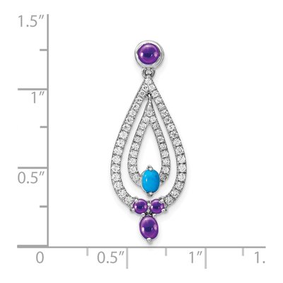 14K White Gold Amethyst & Turquoise Teardrop Pendant – view 3