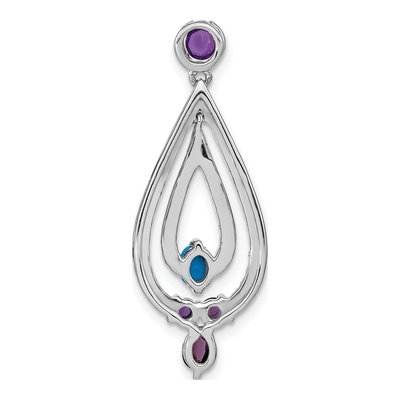 14K White Gold Amethyst & Turquoise Teardrop Pendant – view 4