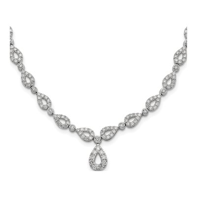 14K White Gold 2 3/4 ct tw Lab-Grown Diamond Teardrop Necklace