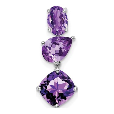 14K White Gold Amethyst Natural Slide Pendant