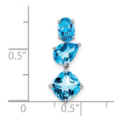 14K White Gold Swiss Blue Topaz Slide Pendant – view 4