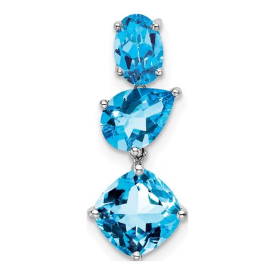 14K White Gold Swiss Blue Topaz Slide Pendant