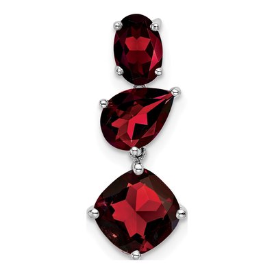 14K White Gold Garnet Natural Slide Pendant