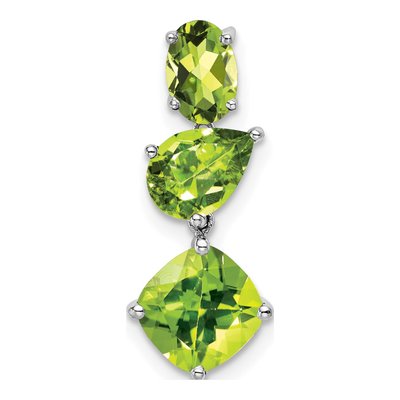 14K White Gold Peridot Natural Slide Pendant