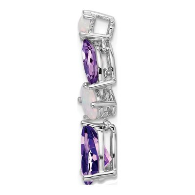 14K White Gold Amethyst & Opal Slide Pendant – view 2