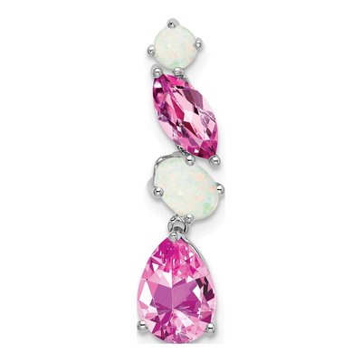 14K White Gold Opal Slide Pendant