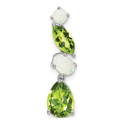 14K White Gold Peridot & Opal Slide Pendant