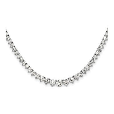 14K White Gold 6 1/2 ct tw Lab-Grown Diamond Tennis Necklace