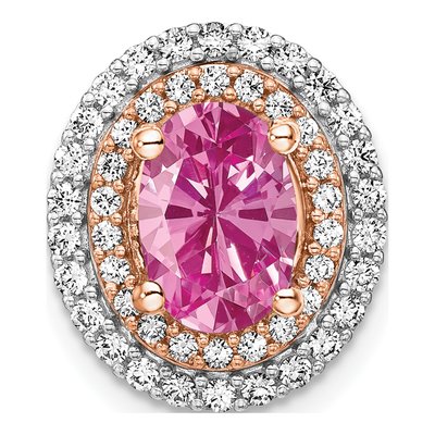 14K Two-Tone Gold 1/5 ct tw Lab-Grown Diamond Slide Pendant