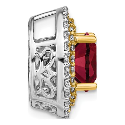 14K Two-Tone Gold 1/5 ct tw Lab-Created Ruby & Lab-Grown Diamond Slide Pendant – view 2