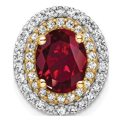 14K Two-Tone Gold 1/5 ct tw Lab-Created Ruby & Lab-Grown Diamond Slide Pendant