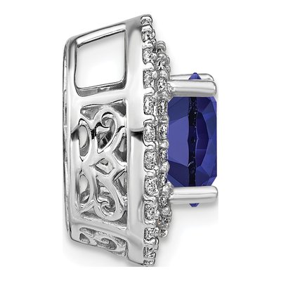 14K White Gold 1/5 ct tw Lab-Created Sapphire & Lab-Grown Diamond Slide Pendant – view 3