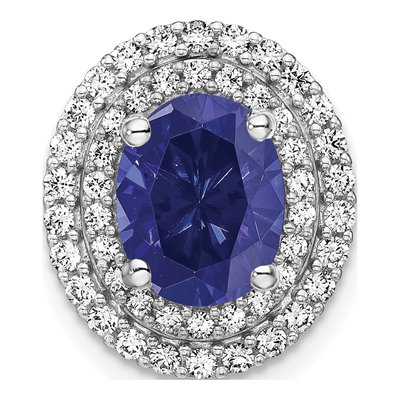 14K White Gold 1/5 ct tw Lab-Created Sapphire & Lab-Grown Diamond Slide Pendant