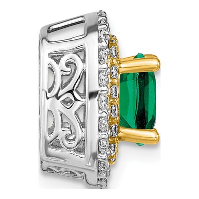 14K Two-Tone Gold 1/2 ct tw Lab-Created Emerald & Lab-Grown Diamond Slide Pendant – view 2