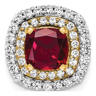 14K Two-Tone Gold 1/2 ct tw Lab-Created Ruby & Lab-Grown Diamond Slide Pendant