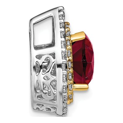 14K Two-Tone Gold 1/2 ct tw Lab-Created Ruby & Lab-Grown Diamond Slide Pendant – view 3