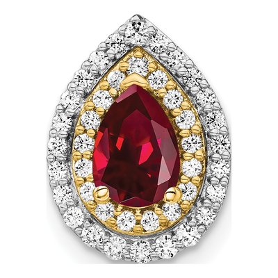 14K Two-Tone Gold 1/2 ct tw Lab-Created Ruby & Lab-Grown Diamond Slide Pendant