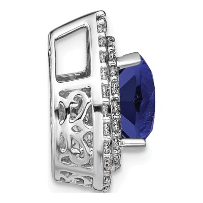 14K White Gold 1/2 ct tw Lab-Created Sapphire & Lab-Grown Diamond Slide Pendant – view 2