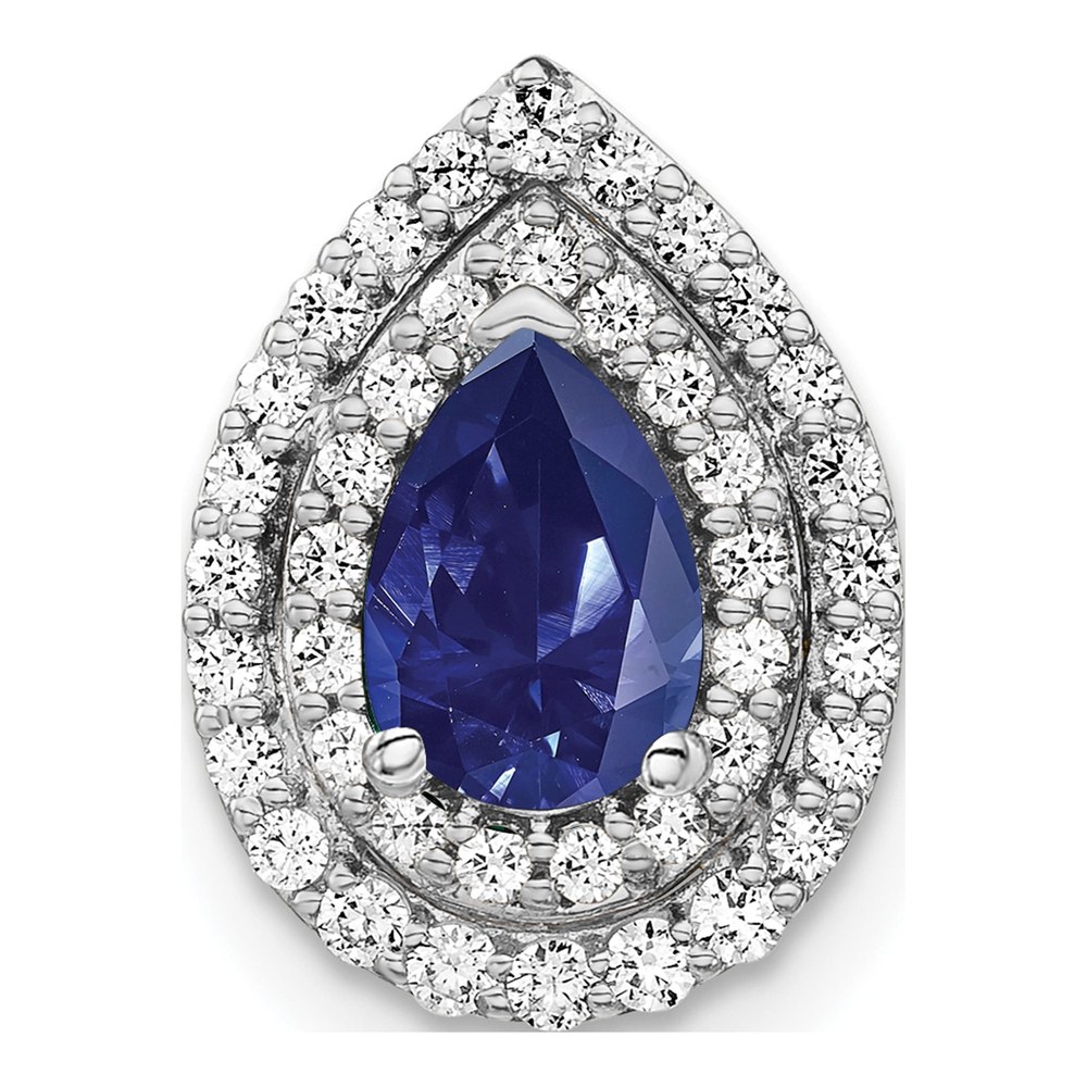14K White Gold Lab-Grown Diamond & Sapphire Slide Pendant