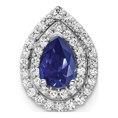 14K White Gold 1/2 ct tw Lab-Created Sapphire & Lab-Grown Diamond Slide Pendant