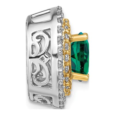 14K Two-Tone Gold 5/8 ct tw Lab-Created Emerald & Lab-Grown Diamond Slide Pendant – view 2