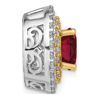 14K Two-Tone Gold 5/8 ct tw Lab-Created Ruby & Lab-Grown Diamond Slide Pendant – view 3
