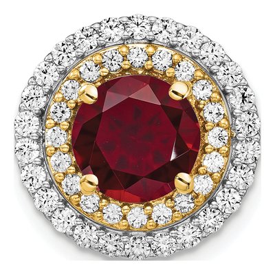 14K Two-Tone Gold 5/8 ct tw Lab-Created Ruby & Lab-Grown Diamond Slide Pendant