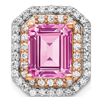 14K Two-Tone Gold 5/8 ct tw Lab-Grown Diamond Slide Pendant