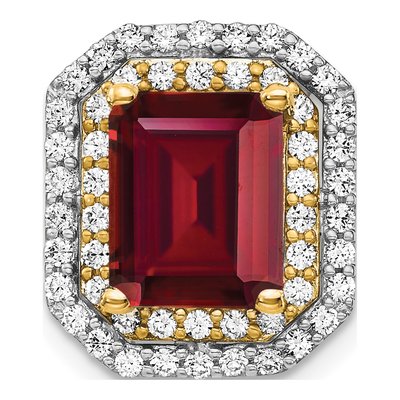 14K Two-Tone Gold 5/8 ct tw Lab-Created Ruby & Lab-Grown Diamond Slide Pendant
