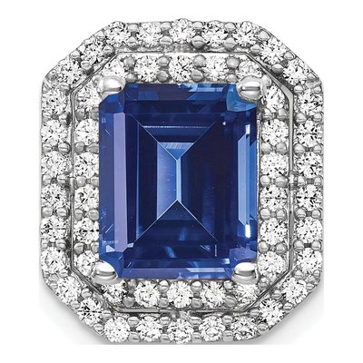 14K White Gold 5/8 ct tw Lab-Created Sapphire & Lab-Grown Diamond Slide Pendant