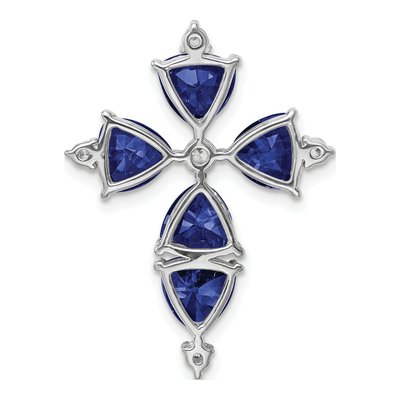 14K White Gold 1/5 ct tw Lab-Created Sapphire & Lab-Grown Diamond Slide Pendant – view 4