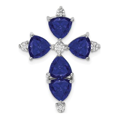 14K White Gold 1/5 ct tw Lab-Created Sapphire & Lab-Grown Diamond Slide Pendant