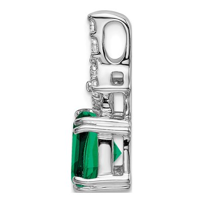 14K White Gold 1/5 ct tw Lab-Created Emerald & Lab-Grown Diamond Slide Pendant – view 3