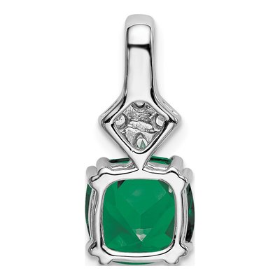 14K White Gold 1/5 ct tw Lab-Created Emerald & Lab-Grown Diamond Slide Pendant – view 4