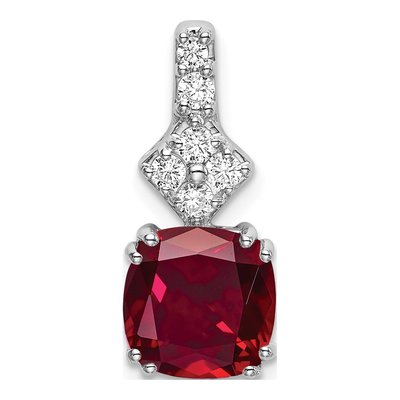 14K White Gold 1/5 ct tw Lab-Created Ruby & Lab-Grown Diamond Slide Pendant
