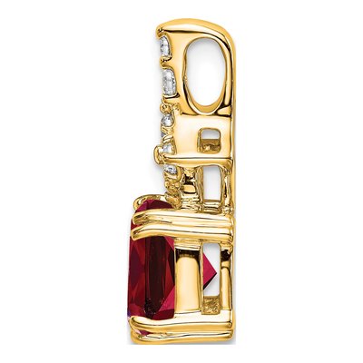 14K Yellow Gold 1/5 ct tw Lab-Created Ruby & Lab-Grown Diamond Slide Pendant – view 3