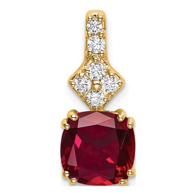 14K Yellow Gold 1/5 ct tw Lab-Created Ruby & Lab-Grown Diamond Slide Pendant