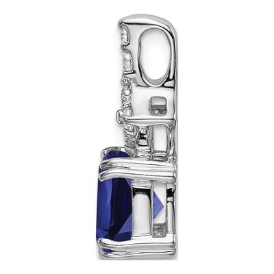 14K White Gold Lab Grown Diamond & Sapphire Pendant – view 3